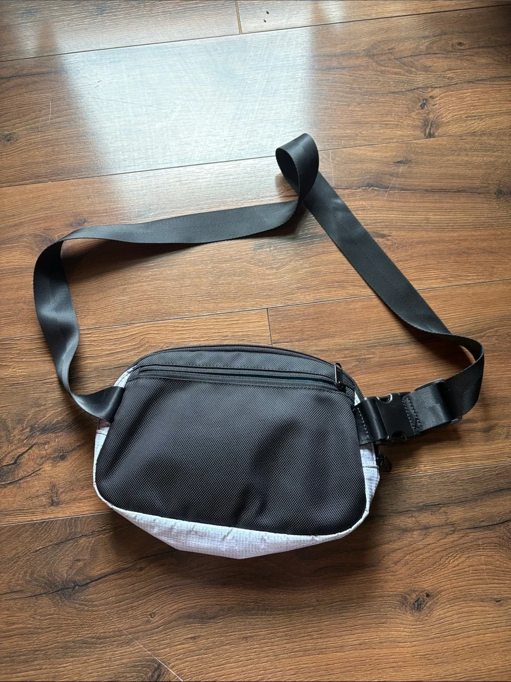 Women's Light Gray Crossbody Bag with Black Strap - Picture 2 of 3